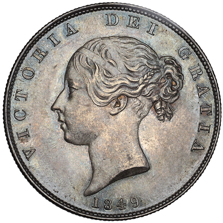 イギリス 1849年 ビクトリアヴィクトリア ハーフクラウン銀貨 Large