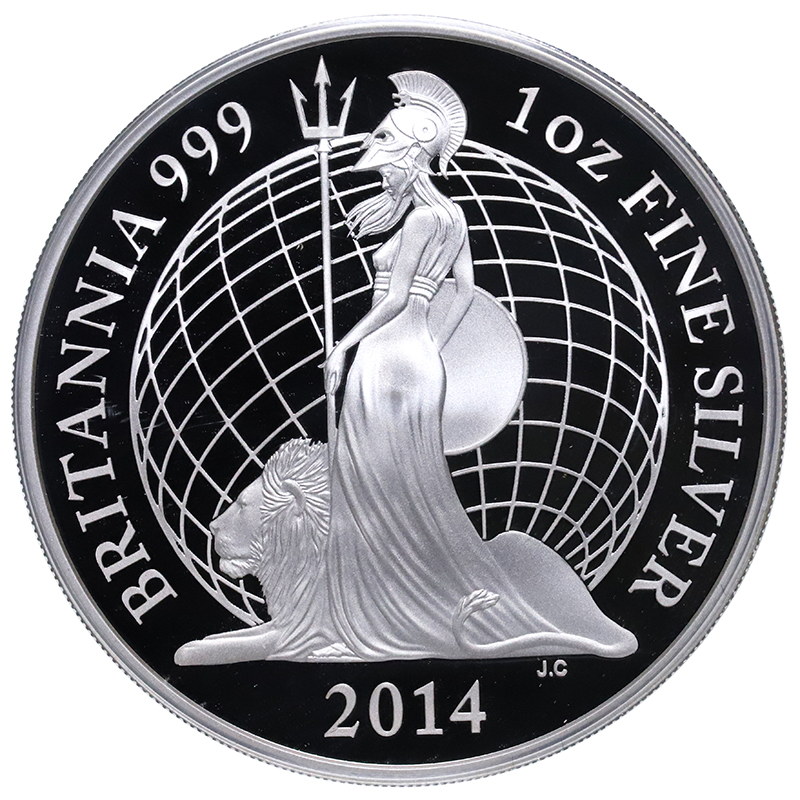 イギリス ブリタニア 2014年 2ポンド 1オンス プルーフ 銀貨