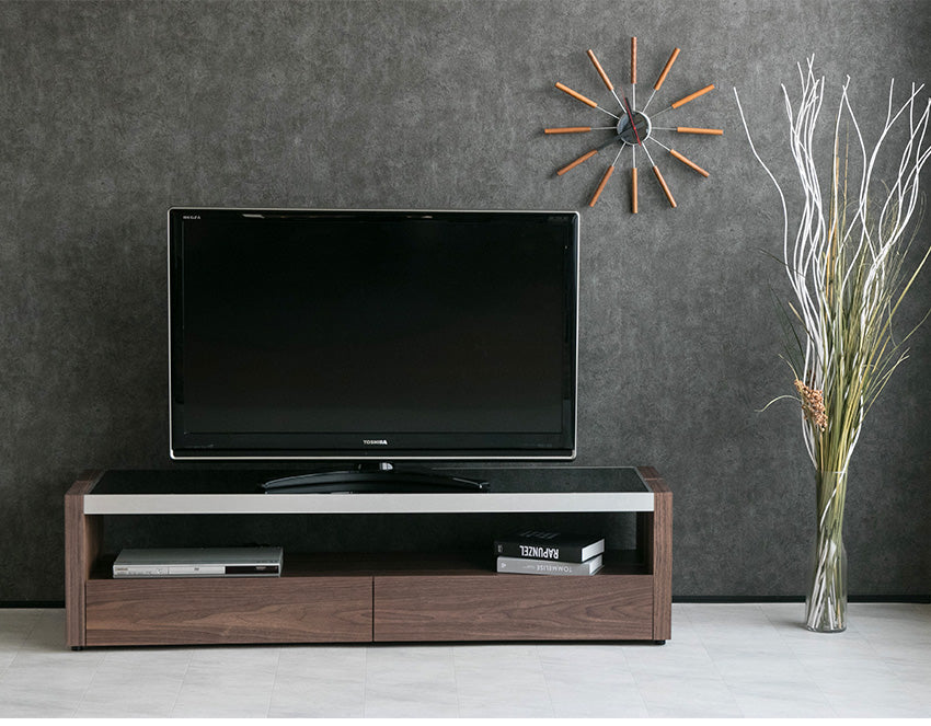 lushroom テレビボード ブラックガラス ウォールナット ブラックオーク