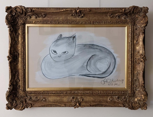 作品詳細: 猫と牡丹