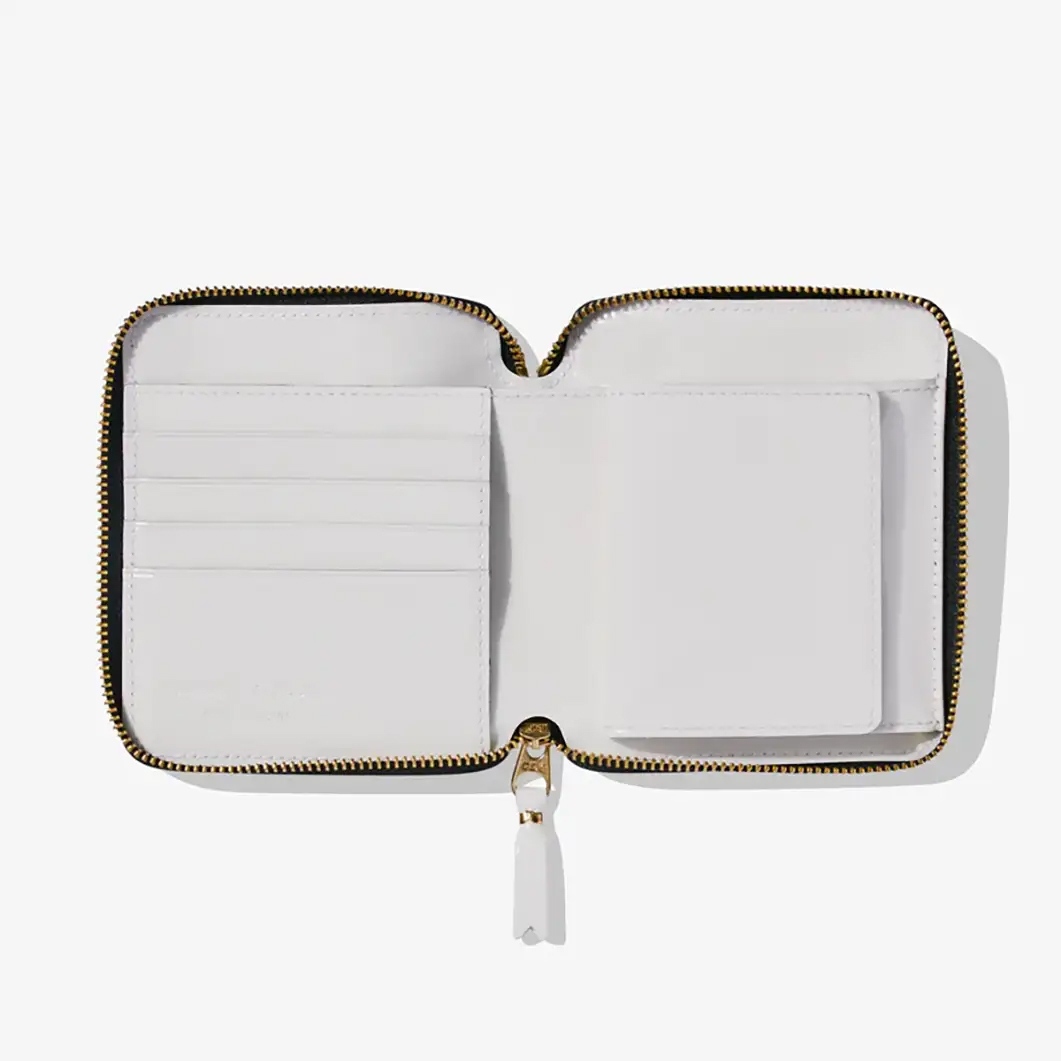 COMME des GARCONS 二つ折り ZIPウォレット Reversed Hem ホワイト