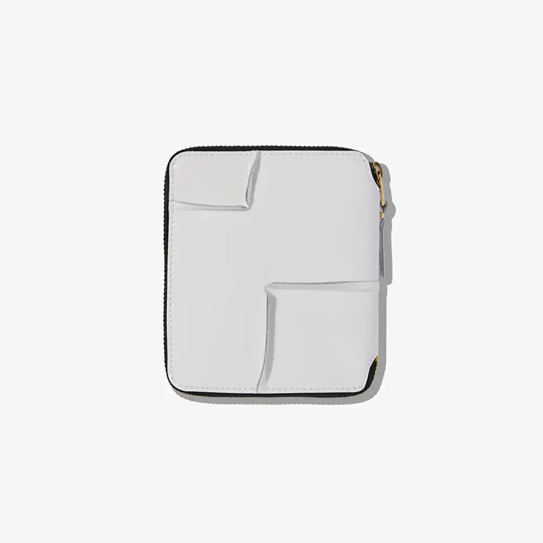 COMME des GARCONS 二つ折り ZIPウォレット Reversed Hem ホワイト