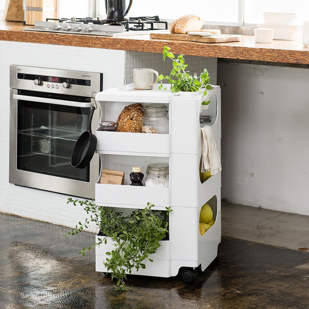 ボビーワゴン 3段5トレイ ブラック(ブラック)：ホーム