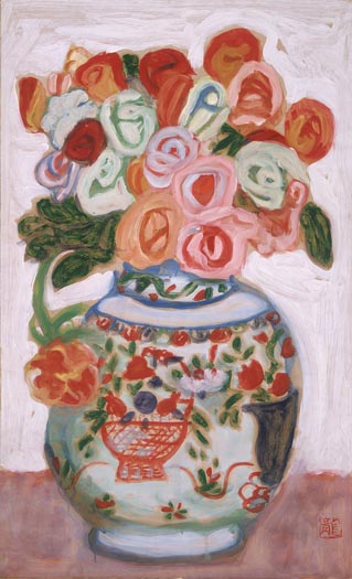 特価！ 梅原龍三郎作 肉筆油彩画「薔薇」 薔薇図 - 東京国立近代美術館