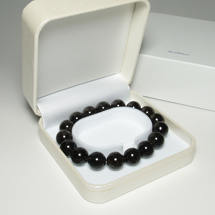 BYS112 山梨県黒平産黒水晶12mm玉ブレスレット 山梨の職人が製作した