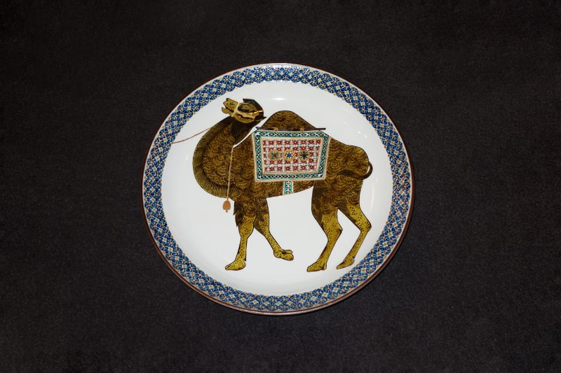 NA3410 九谷焼 北出塔次郎作 錦繍手更紗図 花生 高さ28.5㎝ 2重共箱