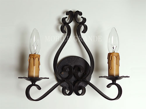 アンティークスタイル アイアン ウォールランプ 2灯 ブラック