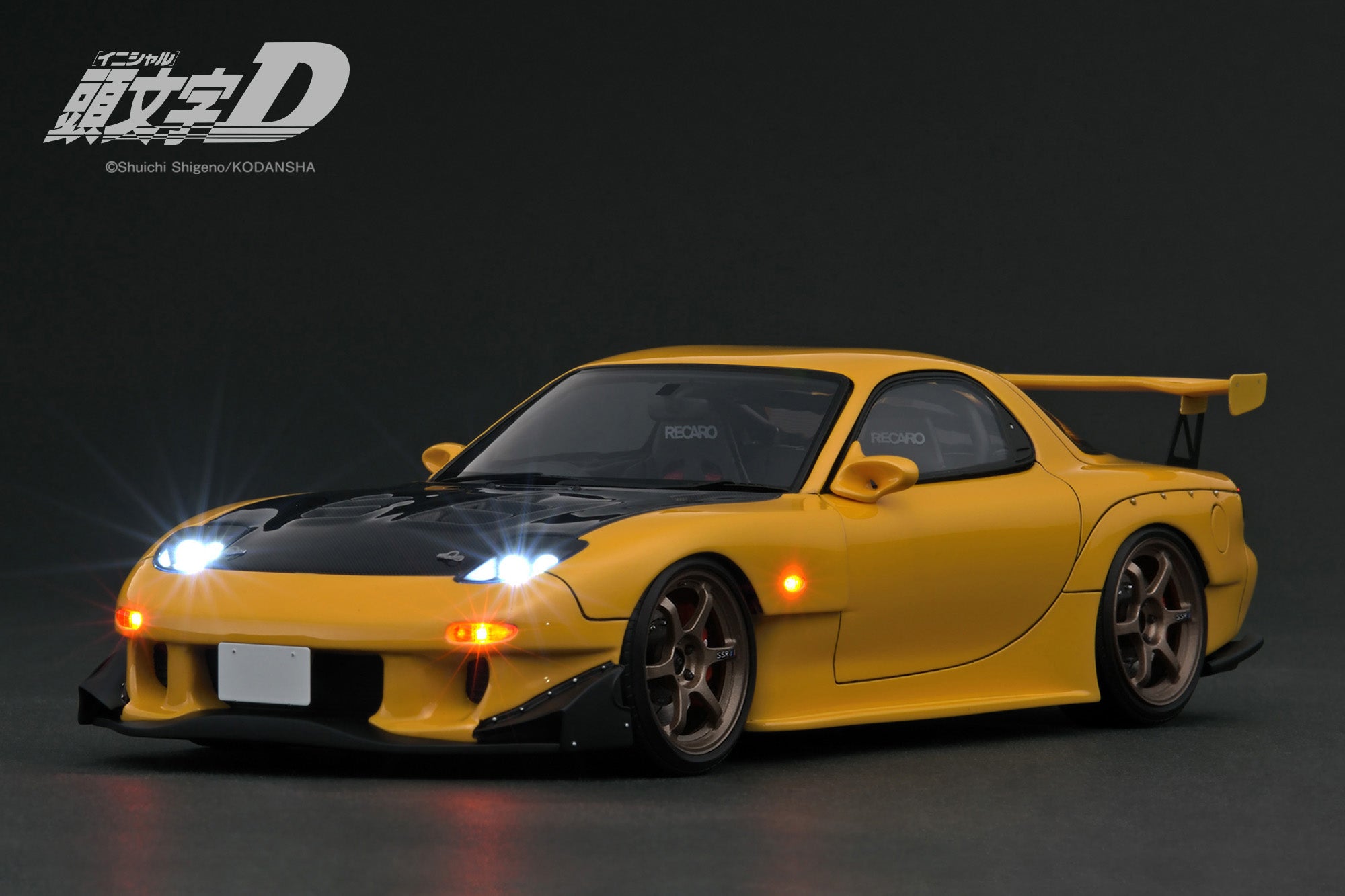 Ignition Model 1:18 Mazda RX-7 (FD3S) INITIAL D in Yellow with LED