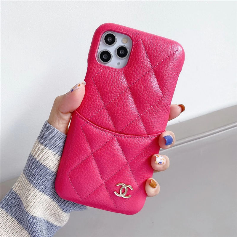 CHANEL ピンク レザー iPhoneケース シャネル風 スマホケース17/17pro