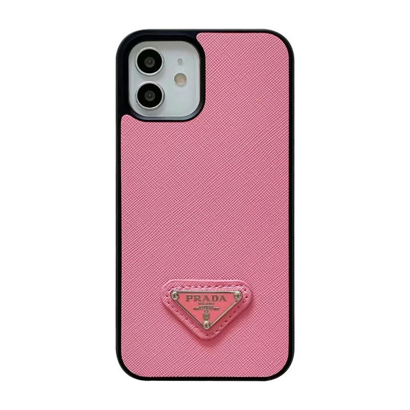 iphone17pro/17promax レザーケース 耐衝撃 prada 三角プレート