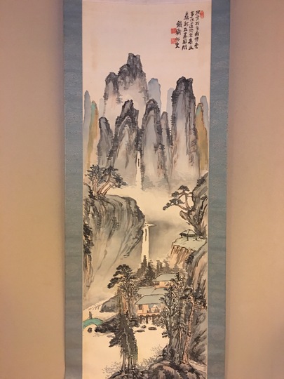 真作/藤本鐵石/松蘭画賛/老松図/蘭図/ラン図/掛軸/名家伝来AE-375 真作