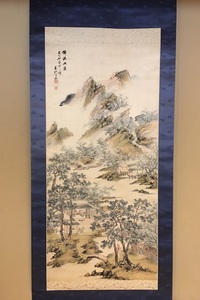 岸派 中西耕石筆 秋景山水 南画家 福岡の人 画寸縦131cm✖️横43cm 岸