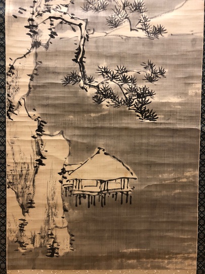 真作】日根對山/日根対山/白鶴紅日図/正月/掛軸/