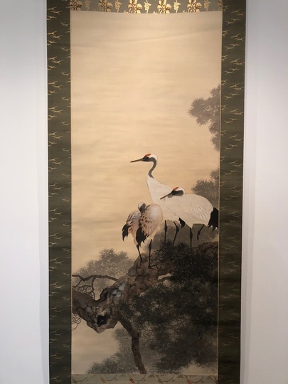 掛け軸 横田吾峯 松鶴図 絹本 希少 軸装 茶道具 掛軸 です。 掛け軸