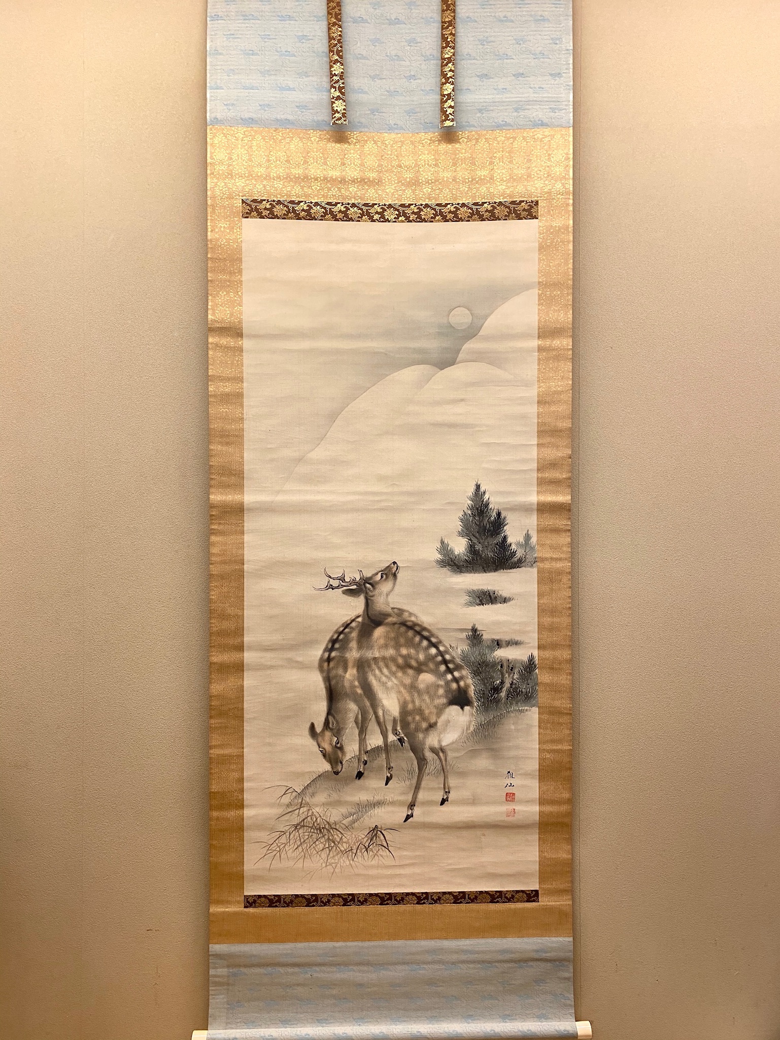 掛け軸、鷹に梅の図 掛け軸、鷹に梅の図 掛け軸、鷹に梅の図 森蘭斎 梅