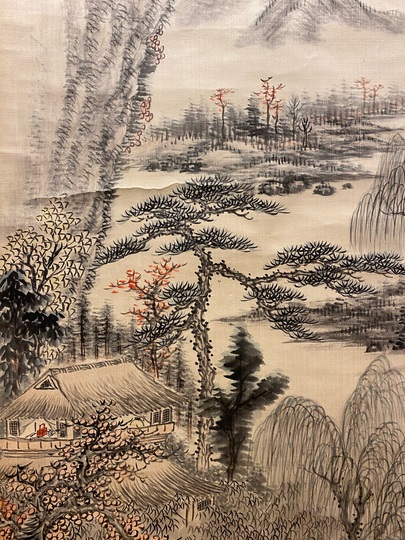 掛け軸 真作 田能村直入 梅林山水図 日本画 絵画 Amazon.co.jp: 【真作