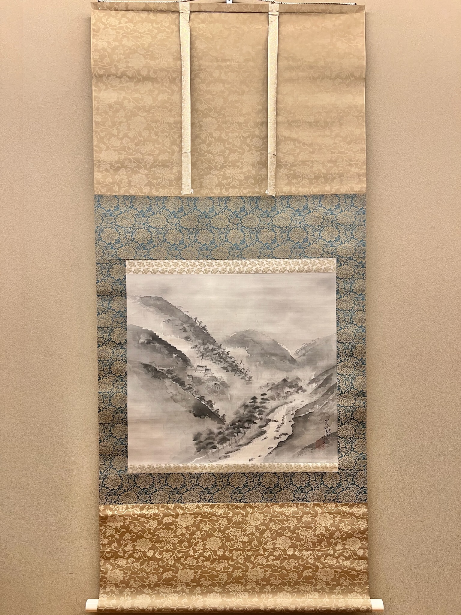 美品 掛け軸 市原秀人作「春囀」桜花鳥 共箱 太巻き付