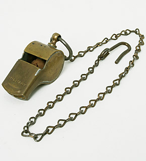 US(米軍) WWII ミリタリー・ホイッスル(ブラス製)/チェーン・フック付