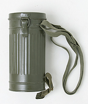 ドイツ軍 WWII ガスマスク・ケース/前期短寸型/ストラップ付/実物.・良の上