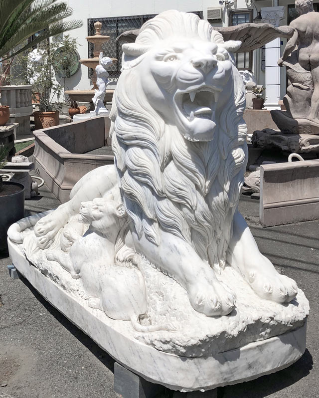 超希少 大理石 金彩装飾 ライオン彫刻 台座 超希少 大理石 金彩装飾