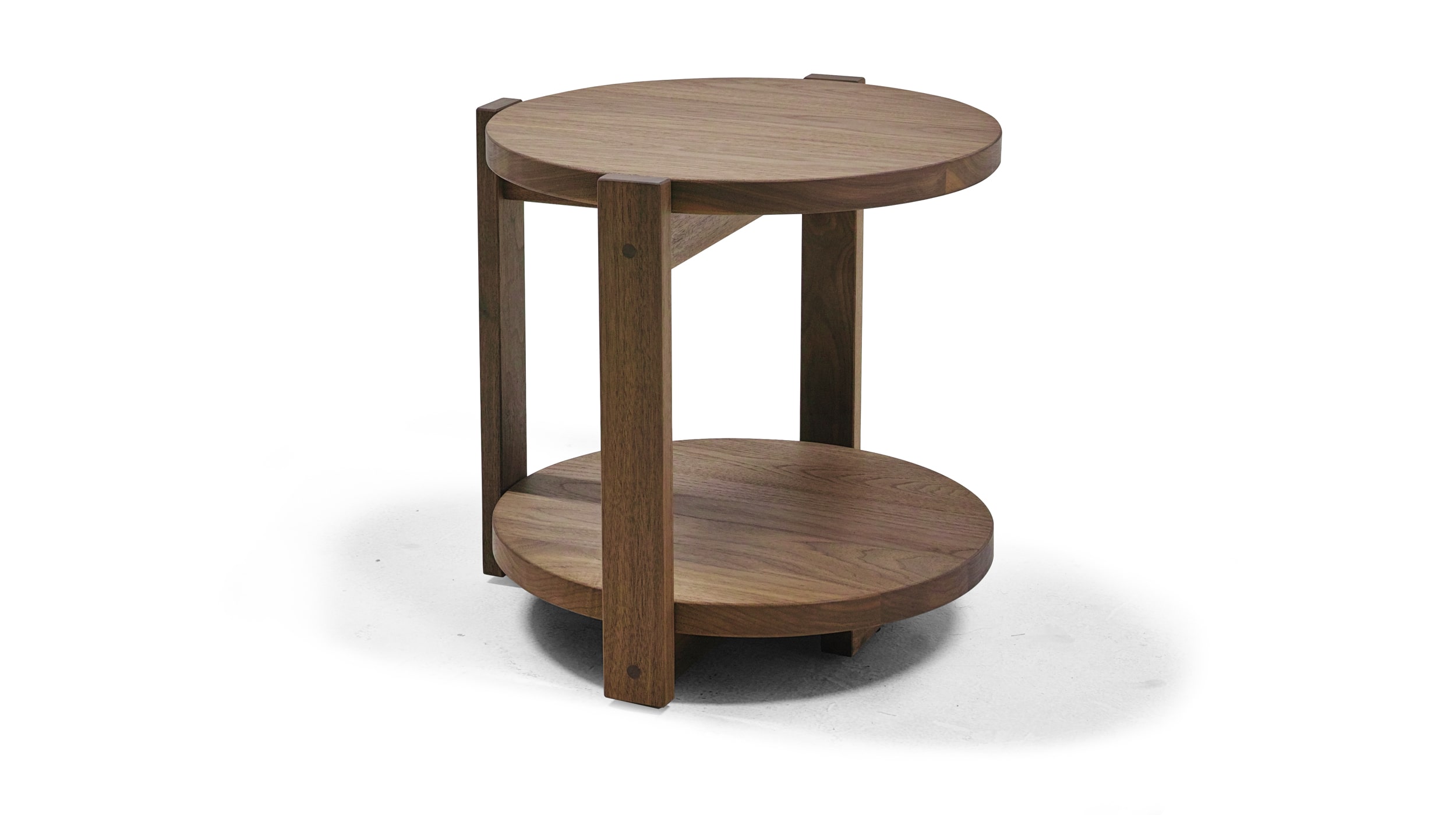 マスターウォール ウォールナット 円形 2段サイドテーブル マスター