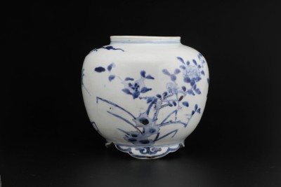 高足杯 初期伊万里 淡いコバルト ☆ニュウ、直しなど欠点あり 高足杯