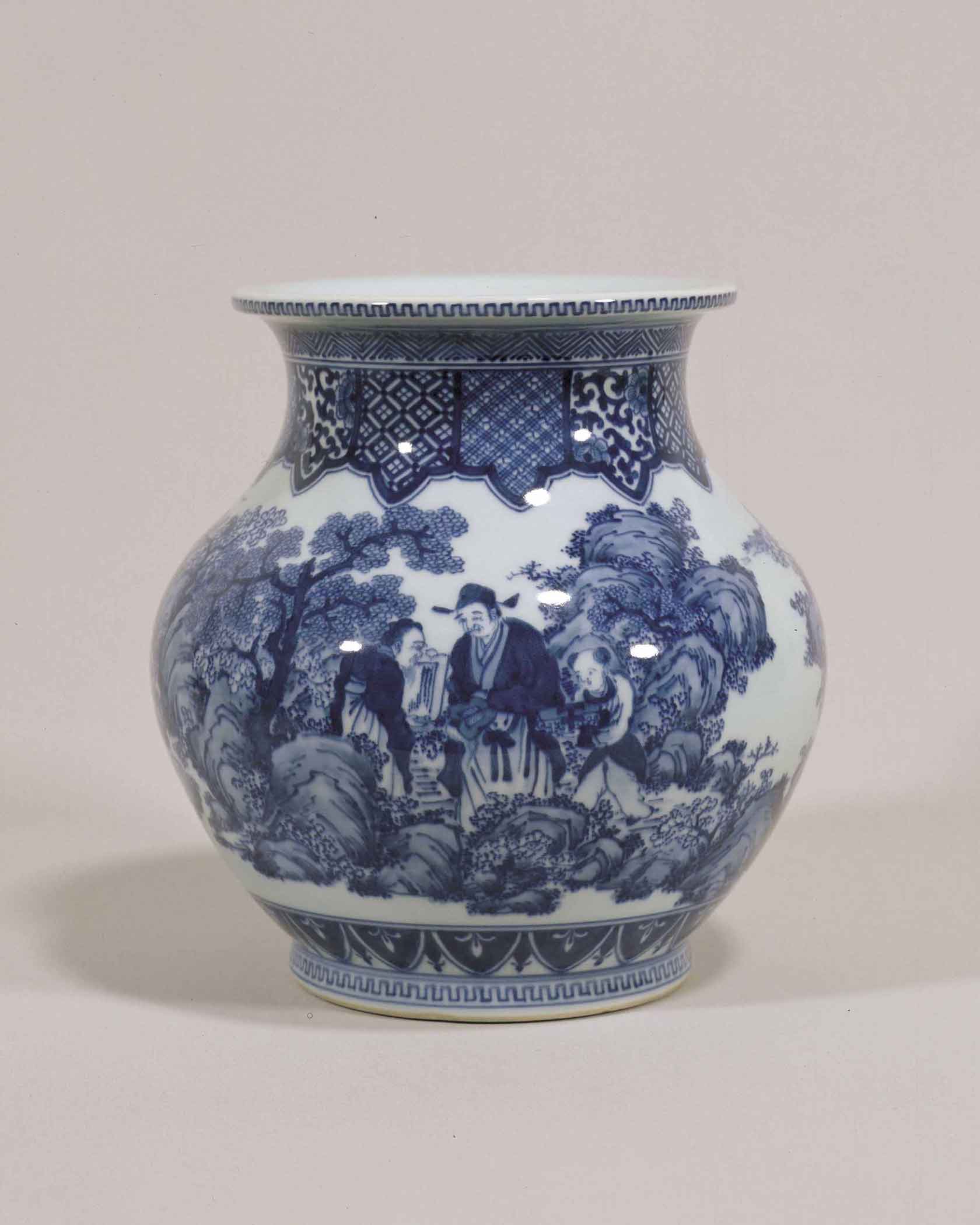 平戸焼 染付 獅子の子落とし 置物 / 陶器陶芸明治大学博物館特定