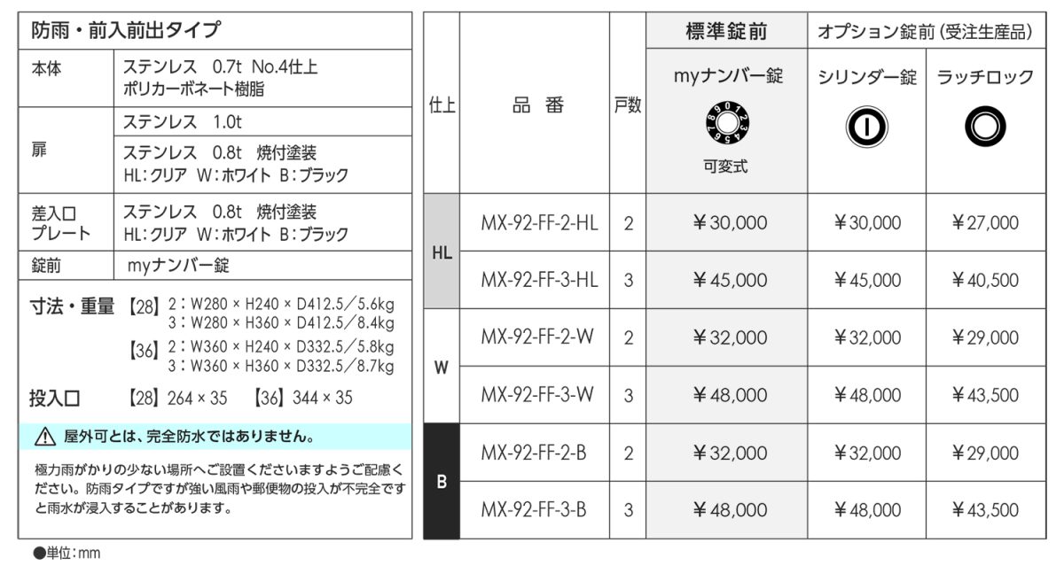 MX-92-36FF | 田島メタルワーク株式会社