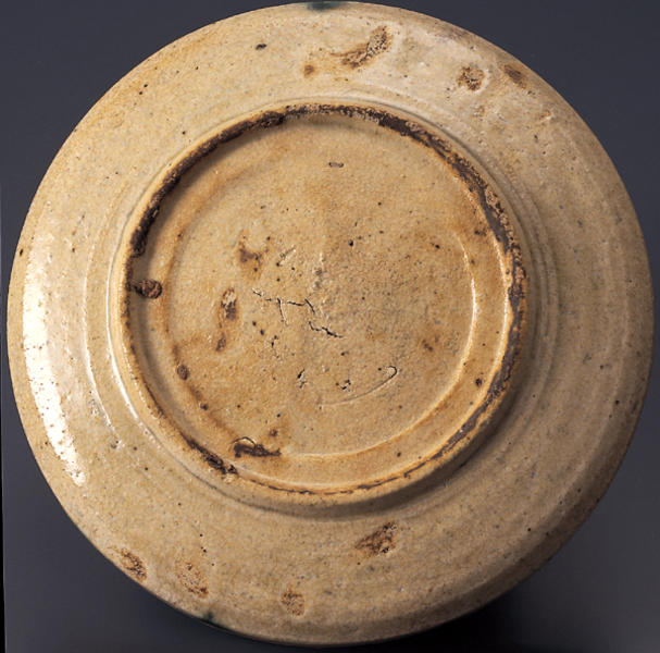 黄瀬戸大根文輪花鉦鉢四方桟誂箱付古陶美濃