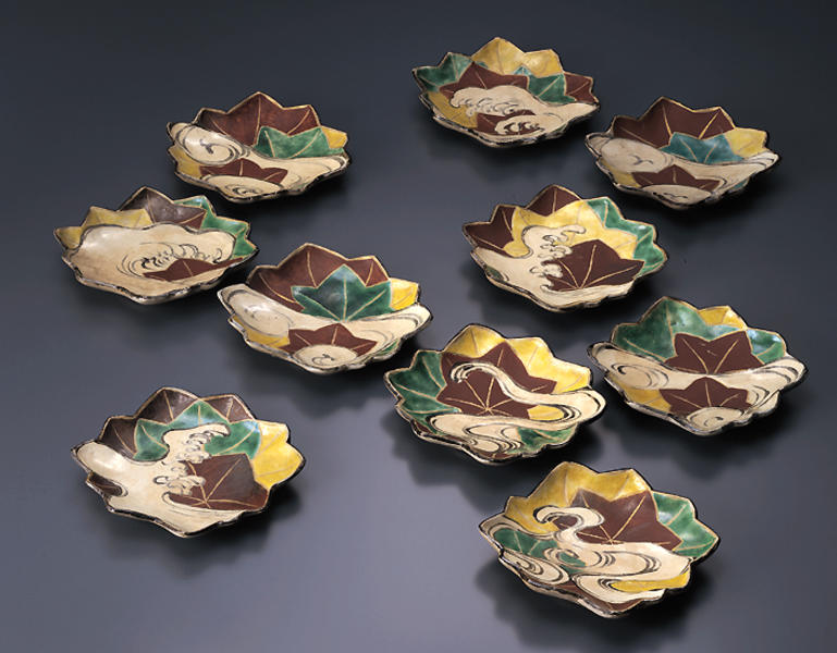 乾山写 尾形乾山 百合型向付 懐石 日本料理12客 乾山写 尾形乾山 百合