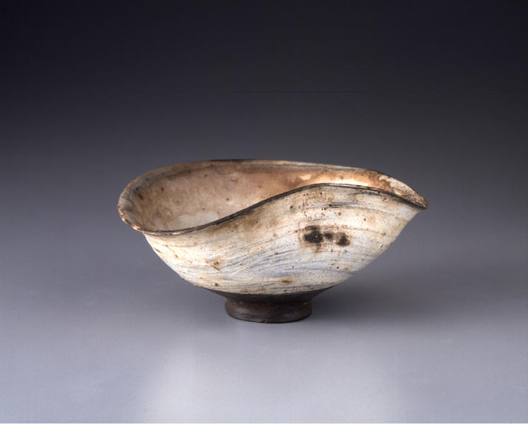 茶道具編笠形、刷毛目のお茶碗、時代物骨董品、美術品