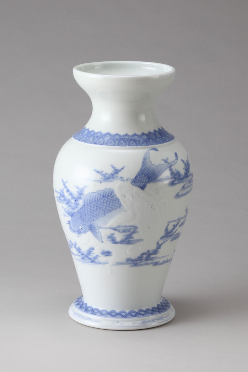 真葛香山 染付 花瓶 真葛香山 染付龍花瓶 真葛香山 染付龍