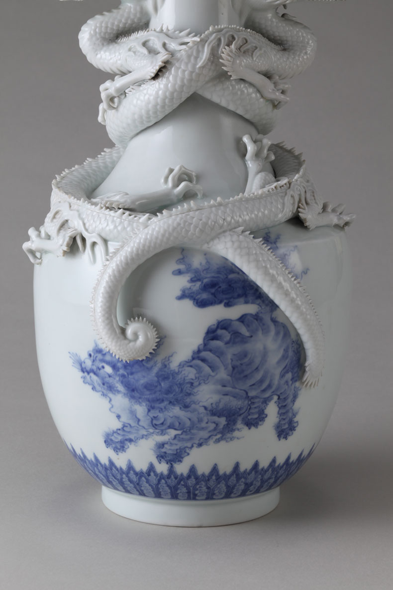 真葛香山 染付龍花瓶 真葛香山 染付龍花瓶