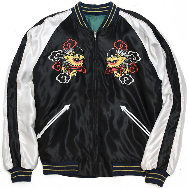 東洋スカジャン【DRAGON×JAPAN MAP】リバーシブルサテンスカ NO-890