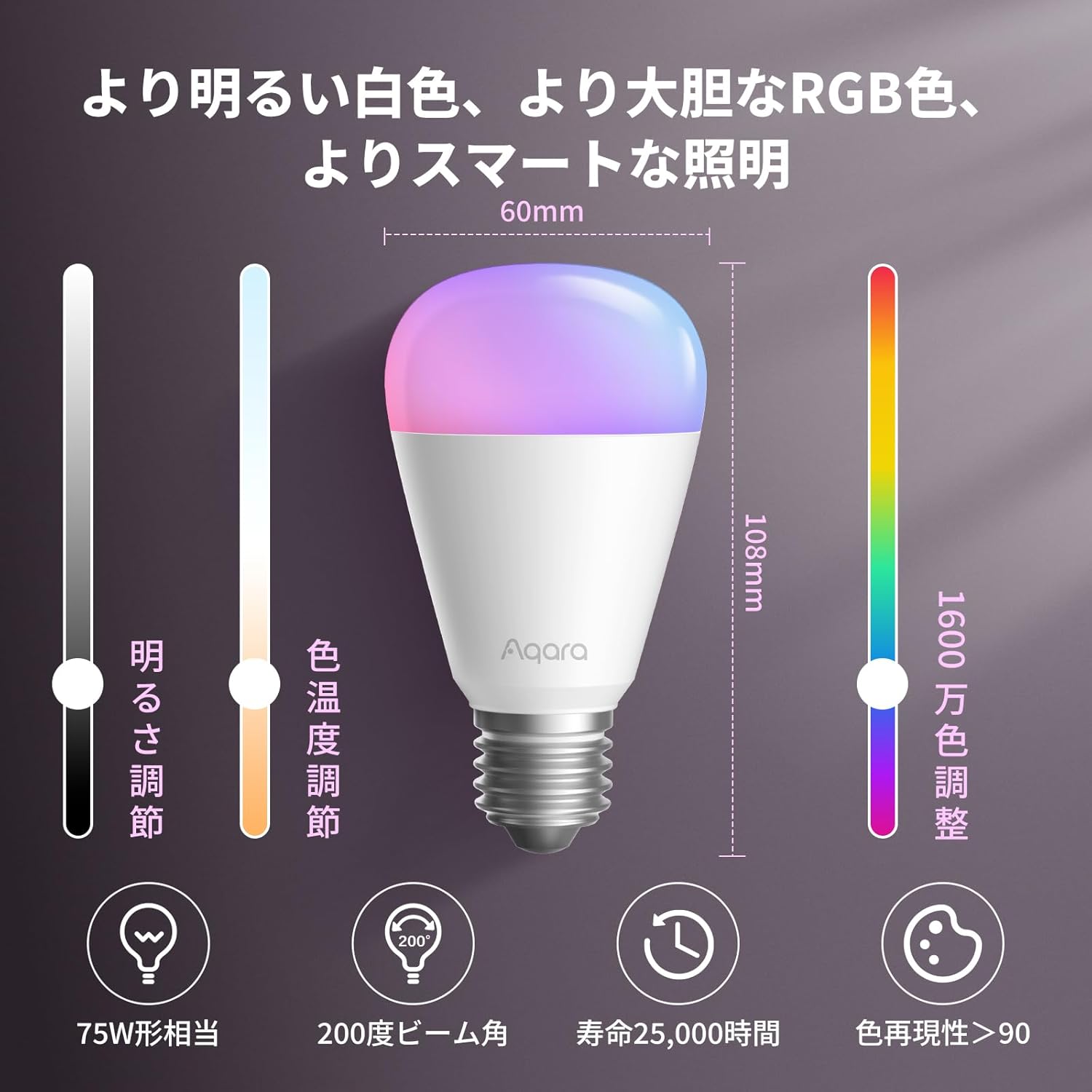 4個セット】Aqara LED 電球 T2 E26口金 CCT Aqara スマートLED電球 T2 E26