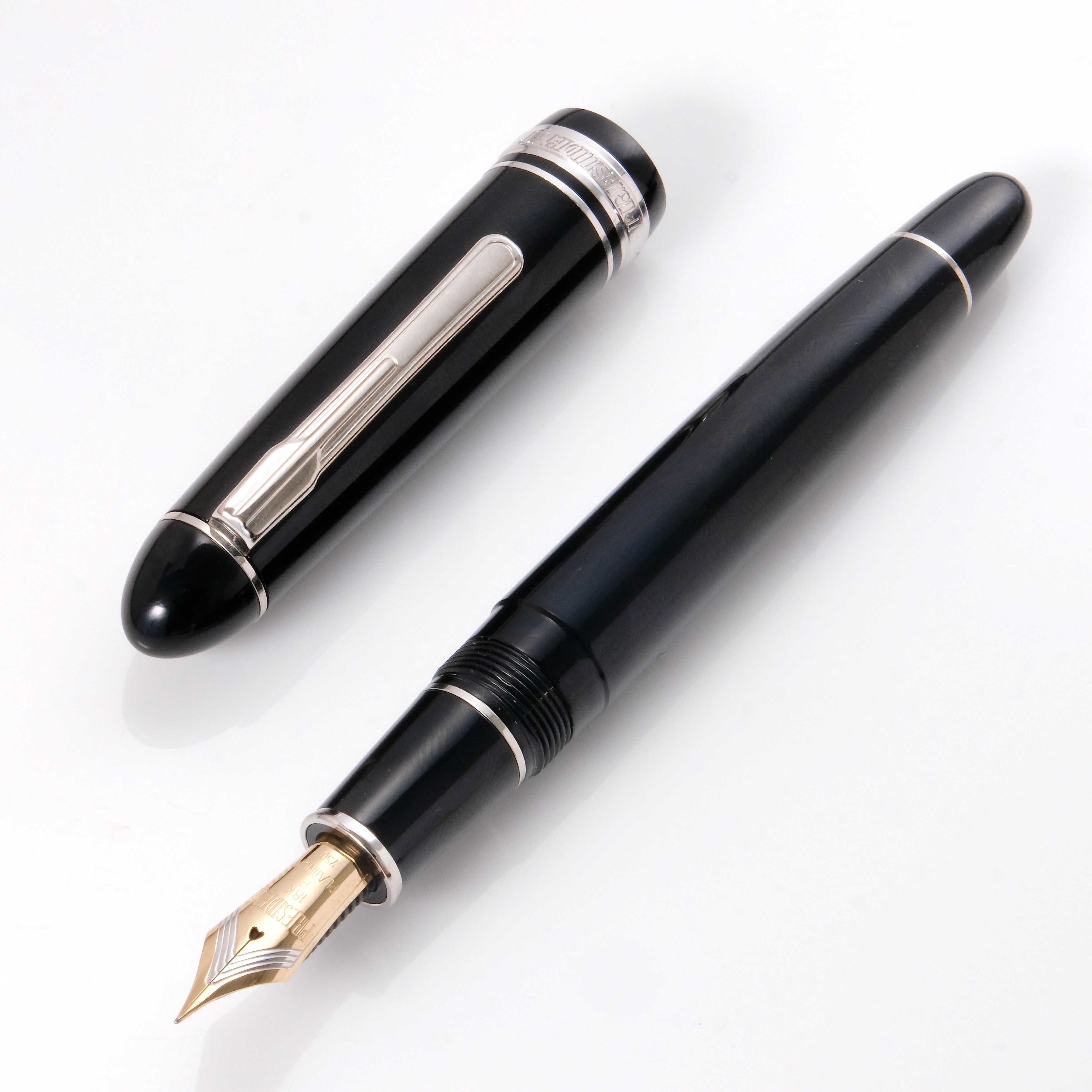 Platinum President Fountain Pen - Black (Silver Trim) – Muze Pens
