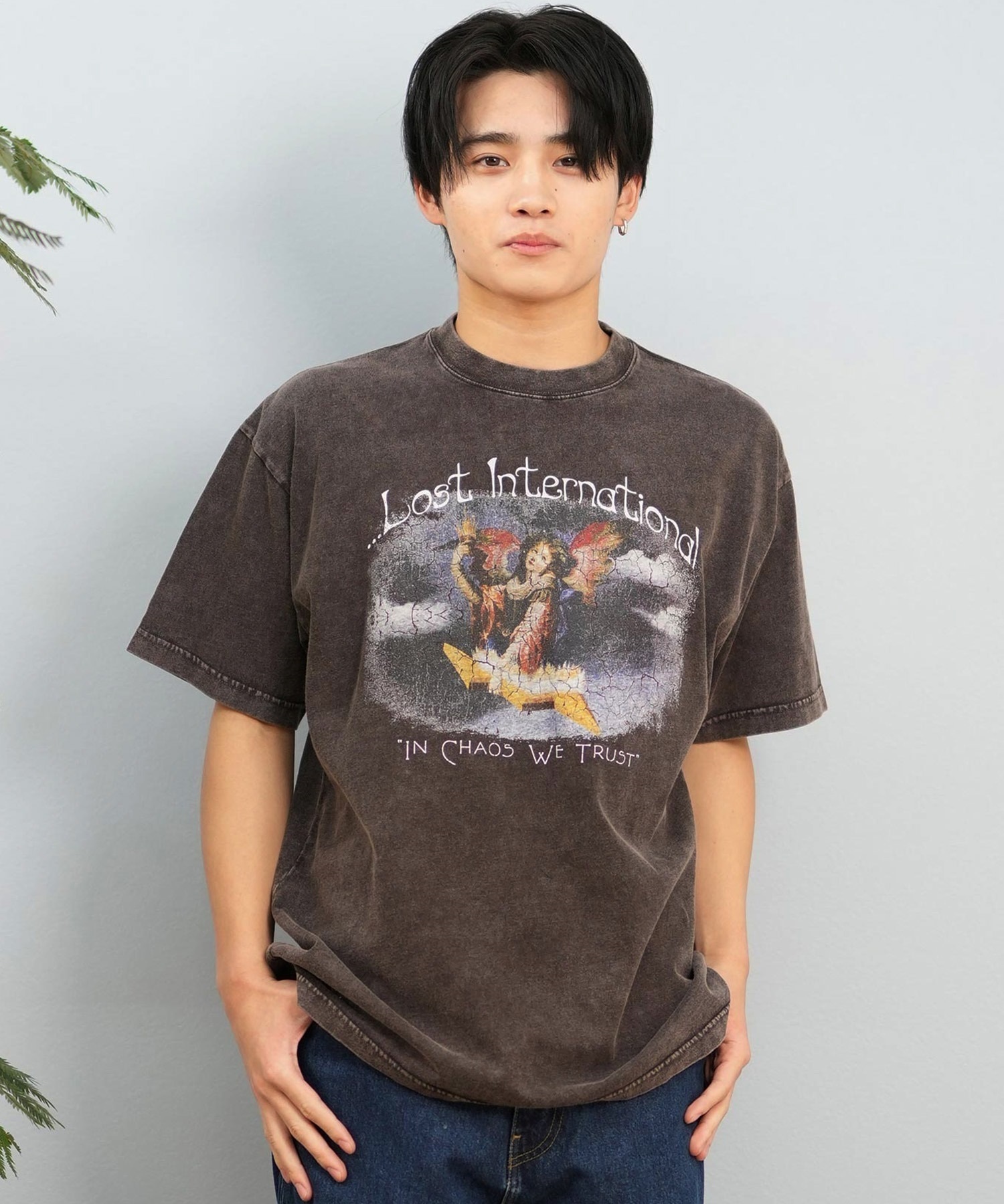 LOST ロスト 半袖 Tシャツ メンズ フロントプリント バンドT L25S-2108