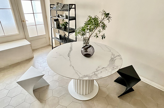 最高級 彫刻 大理石天板 テーブル☆希少 カラー☆オーバル形☆送料込