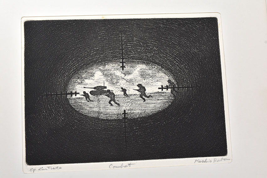 馬場梼男 木版画 「鬼とおじさん」 馬場梼男 木版画 「鬼とおじさん」