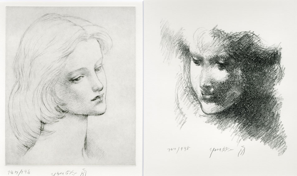 希少】舟越保武 素描 女の顔 初期の直筆デッサン イ*ン様 【希少】舟越