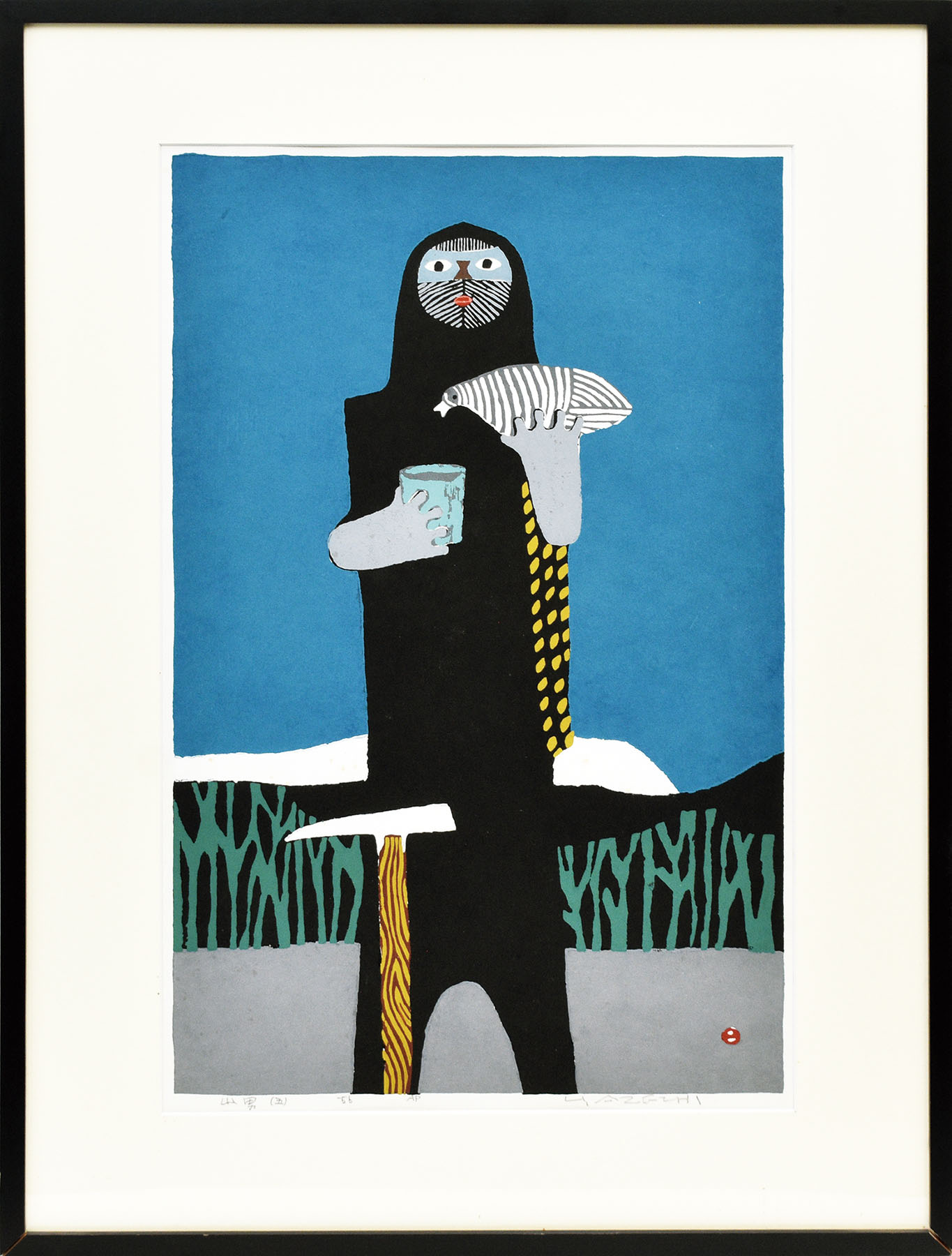 畦地梅太郎版画額「山男(五)」 | Natsume Books