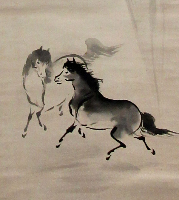 真作】田能村直入/湖舟画賛席上画/山水図/掛軸/名家伝来/AC-