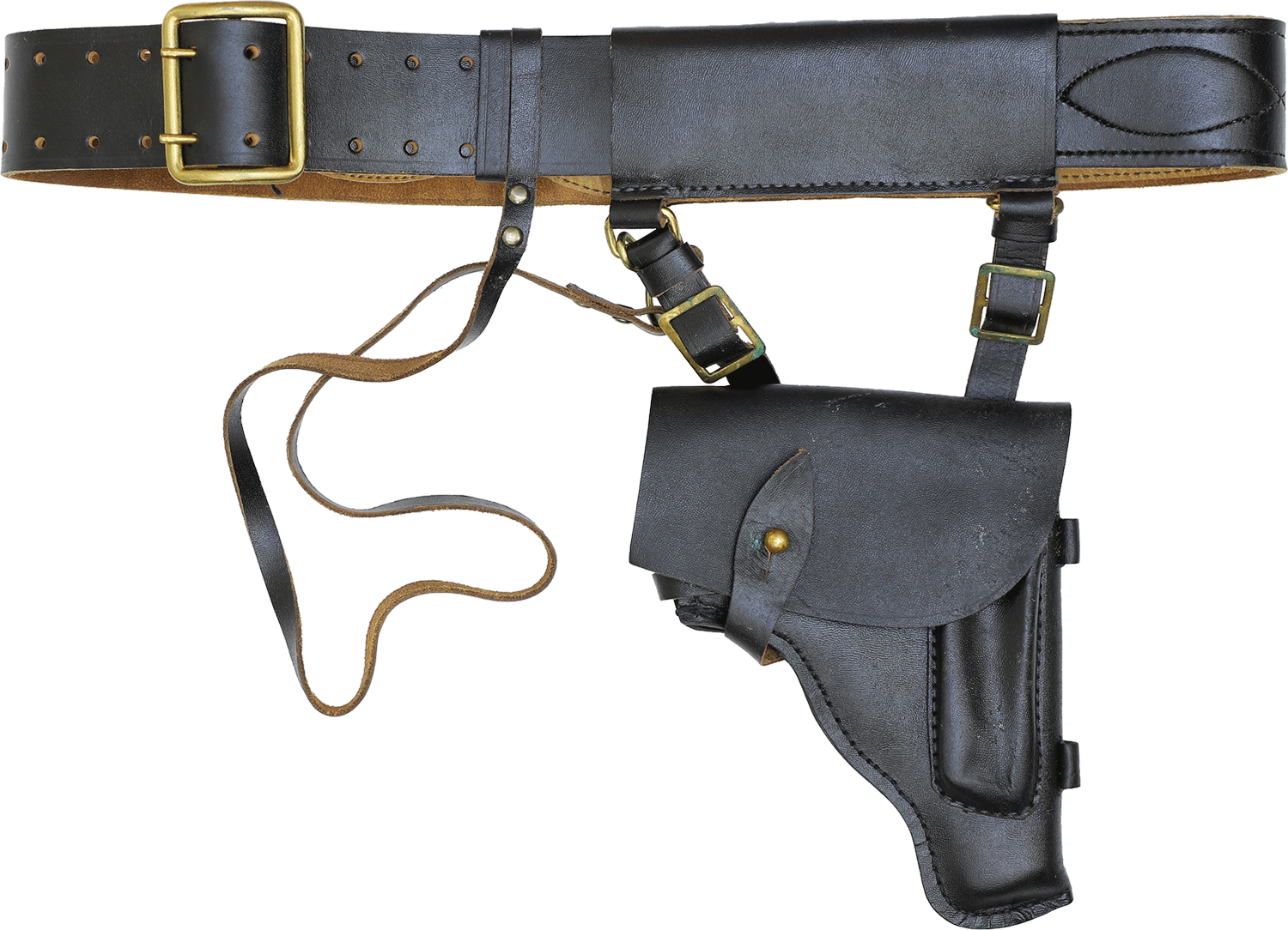 ロシア軍実物 ベルトセット マカロフホルスター ランヤード付き 牛革製