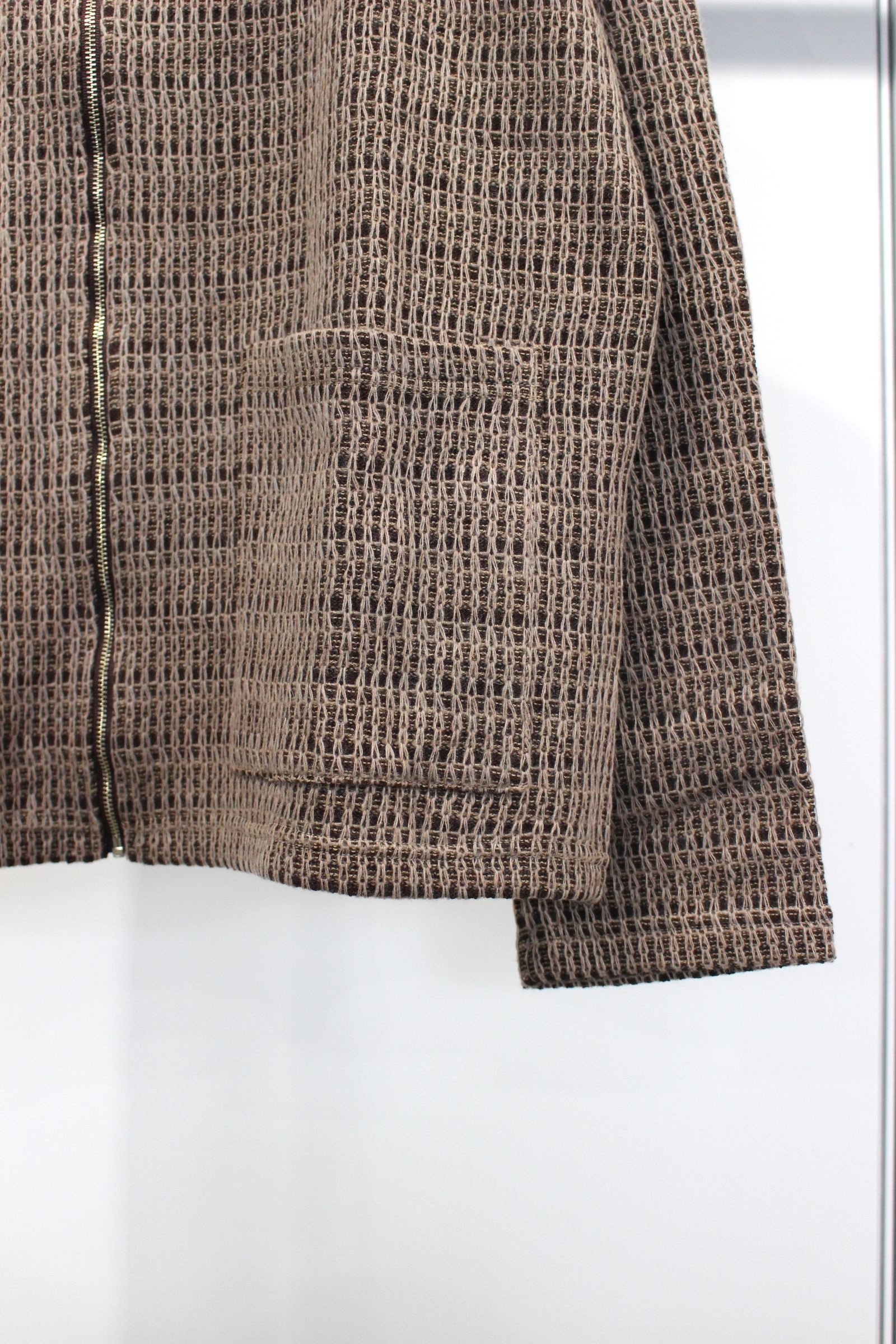 JIEDA - CHAIN STITCH KNIT ZIP CARDIGAN | BEIGE - BROWN | ジップ