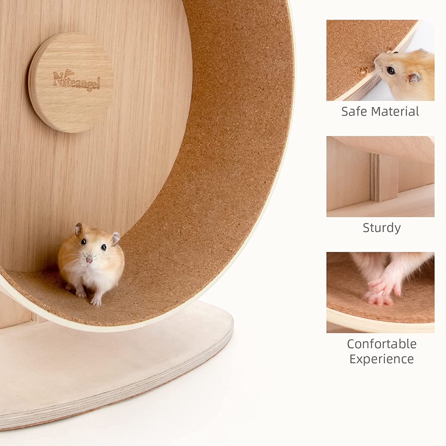 Niteangel Wooden Hamster Exercise Wheel:- Silent Hamster Running