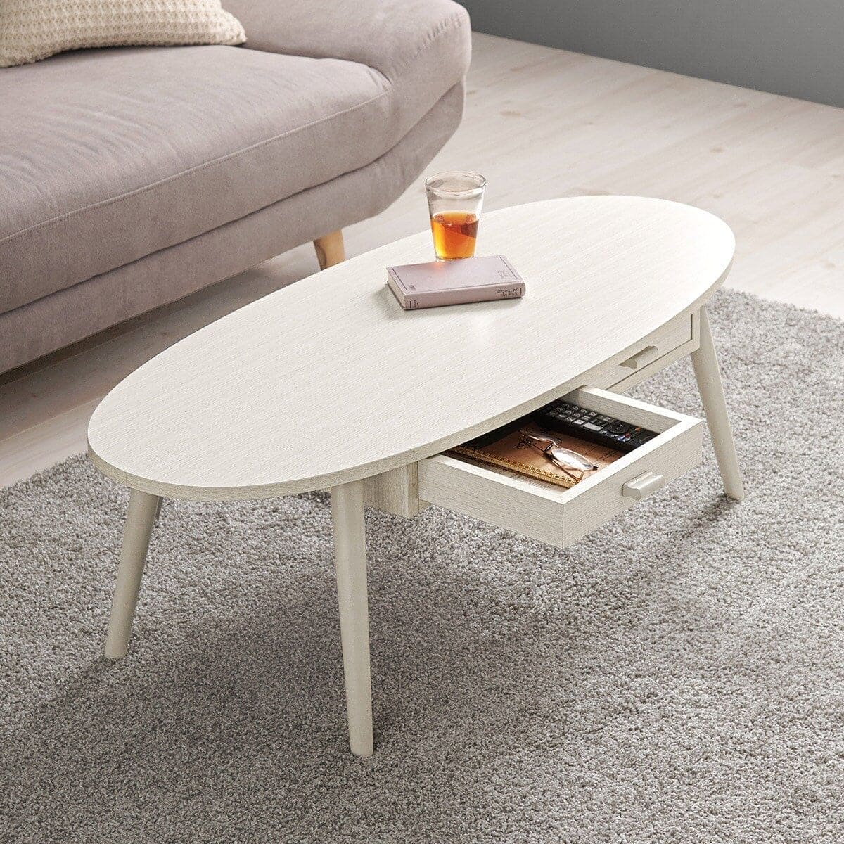 ゴル センターテーブル 両面から引き出せる 引き出し付き 100cm