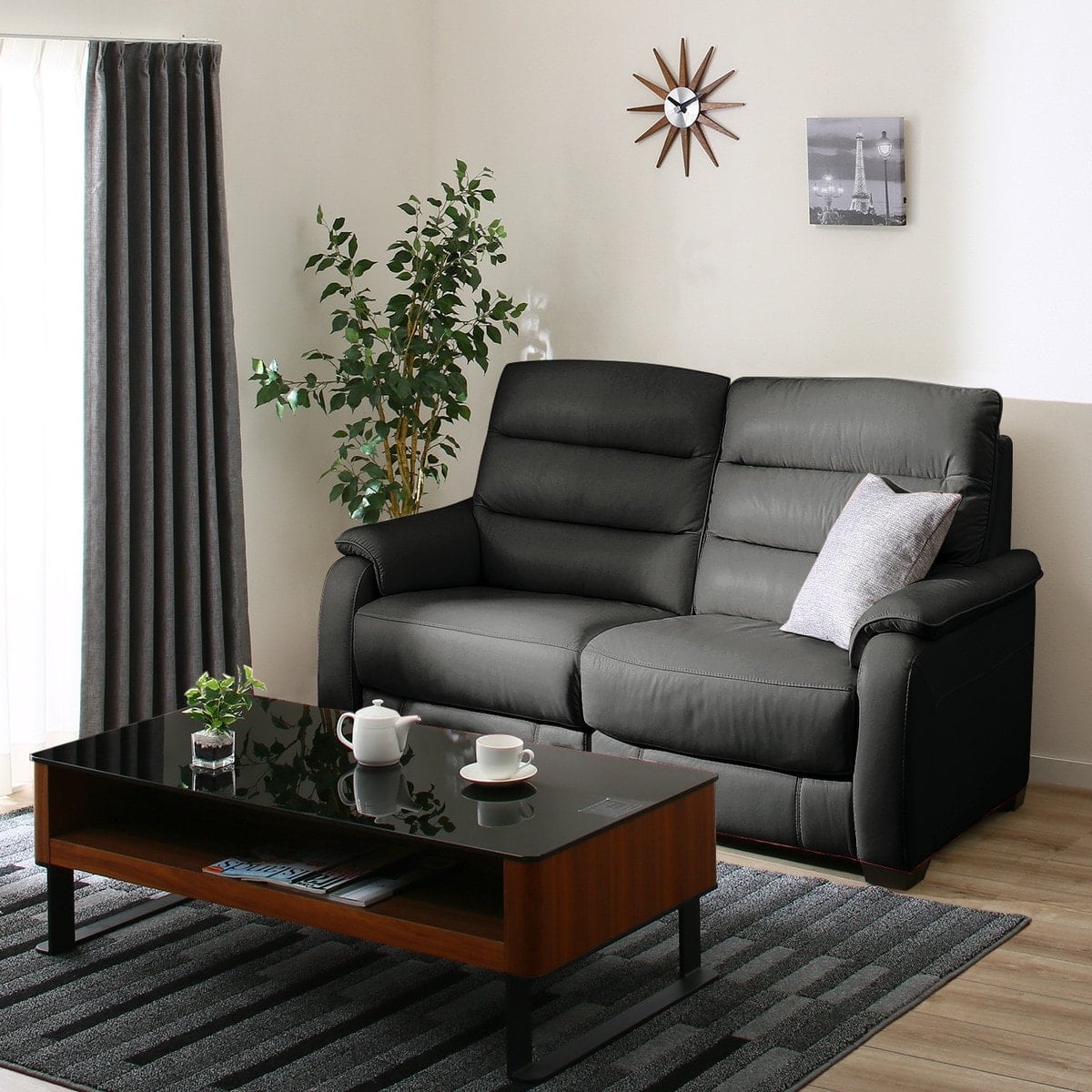 2人掛けソファ 本革(一部合成皮革)タイプ (クローナ SK GY) | ニトリ