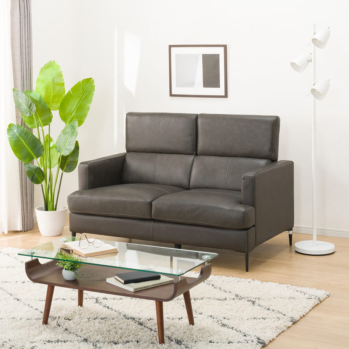 2人掛けソファ 本革(一部合成皮革)タイプ (サザーラC2 DGY) | ニトリ