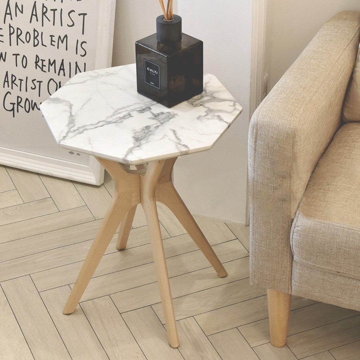 Wood style 大理石調サイドテーブル 大理石調サイドテーブル | ニトリ