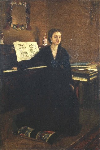 エドガー・ドガ「ピアノの前のカミュ夫人」(1869年)(C)FoundationE.G